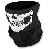 WOVTE Seamless Multi Function Skull Tube Tubular Half Face Mask Headband Headwear Bandana Neck Warmer Black Pack of 2
