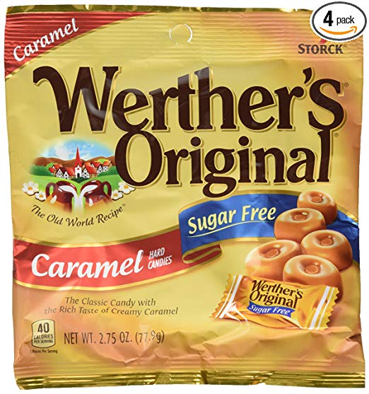 Werther's Caramel Sugar Free Hard Candy, Original, 2.75 Ounce (Pack of 4)