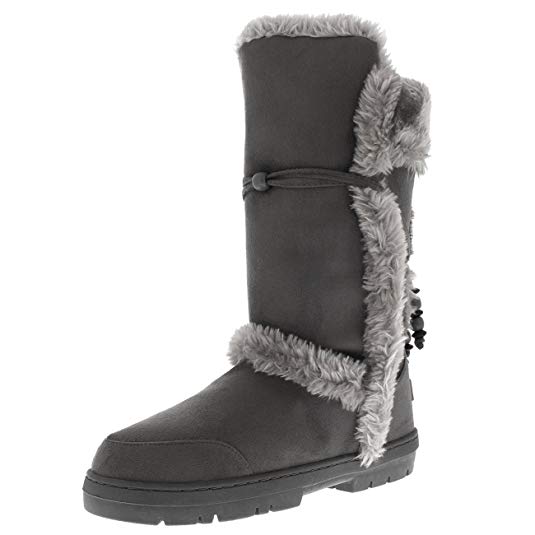 Holly Womens Faux Fur Lined Tall Beaded Waterproof Winter Rain Snow Boots