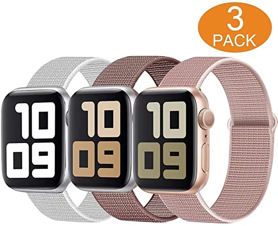 OHCBOOGIE Sport Loop Band Compatible with Apple Watch Band 38mm /40mm /42mm /44mm, Soft Lightweight Breathable Adjustment Sport Wrist Strap Compatible with IWatch Series5/4/3/2/1,3pack