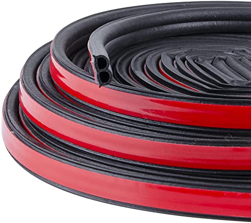 Universal Self Adhesive Auto Rubber Weather Draft Seal Strip 51/100 Inch Wide X 1/5 Inch Thick,Weatherstrip for Car Window and Door,Engine Cover Soundproofing,Total 52.4Ft Long(2 Rolls of 26.2 Ft Long
