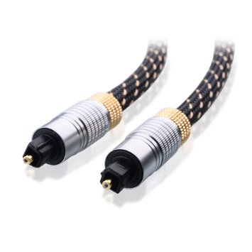 Cable Matters Gold Plated Toslink Digital Optical Audio Cable with Metal Connectors and Braided Jacket 6 Feet