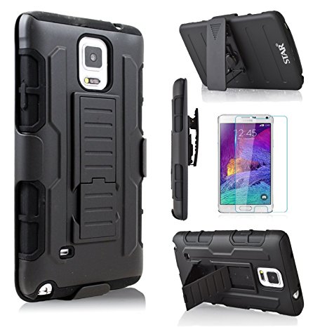 Galaxy Note 4 Case, Note 4 Case, Starshop iRobot Dual Layer Holster Case with Kickstand Swivel Clip and Screen Protector Black