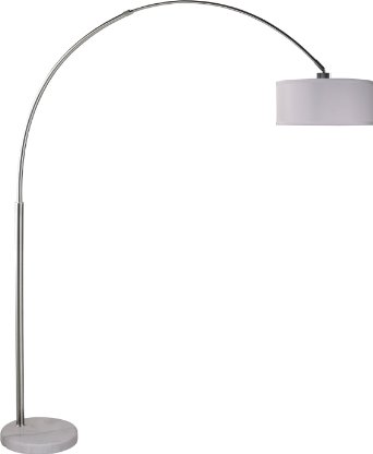 SH Lighting 6938-2 81"H White/Brush Steel Adjustable Arching Floor Lamp With White Marble Base - 6938Wh