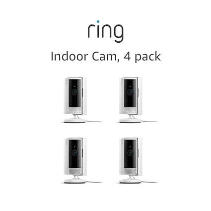 Ring Indoor Cam (2nd Gen) | latest generation, 2023 release | 1080p HD Video & Color Night Vision, Two-Way Talk, and Manual Audio & Video Privacy Cover | 4-pack, White