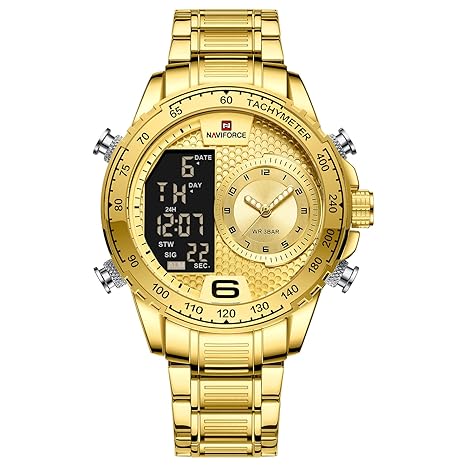 NAVIFORCE Watch for Men Dual Display Digital Quartz Watches Multifunctional Business Stainless Steel Wristwatch
