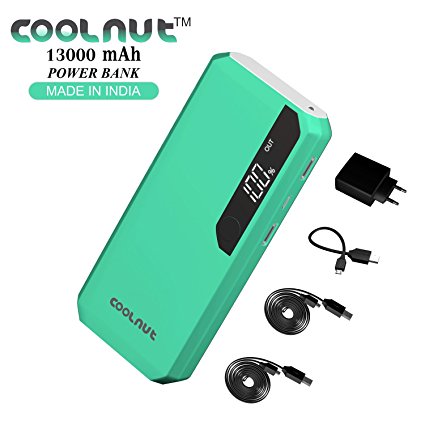 COOLNUT 13000mAh PowerBank Dual USB Port, Portable Charger Power Bank Complete Kit (Made In India)