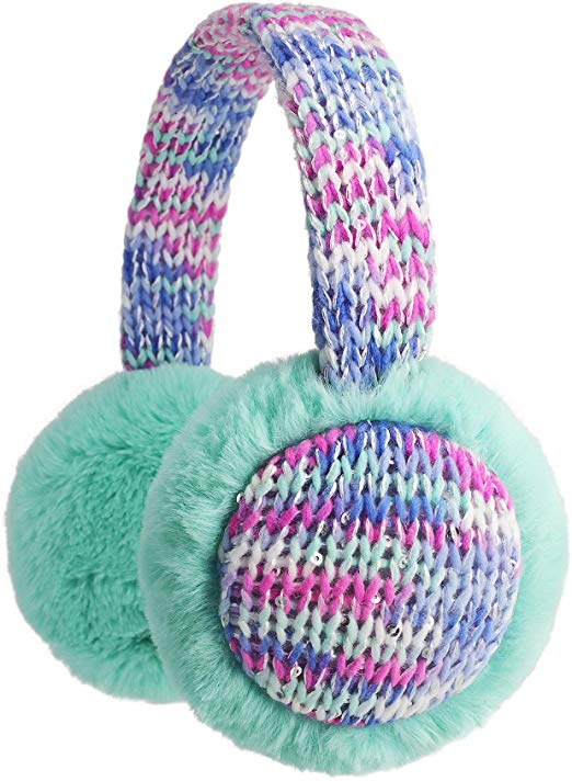 Flammi Kids Knit Earmuffs Winter Outdoor Furry Ear Warmers for Boys Girls