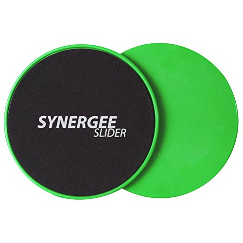 Synergee Lime Green Gliding Discs Core Sliders, Dual Sided Use on Carpet or Hardwood Floors, Abdominal Exercise Equipment