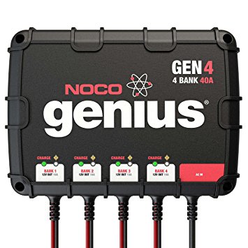 NOCO Genius GEN4 12V Plus 12V Plus 12V Plus 12V 4-Bank 40-Amp Smart On-Board Waterproof Battery Charger