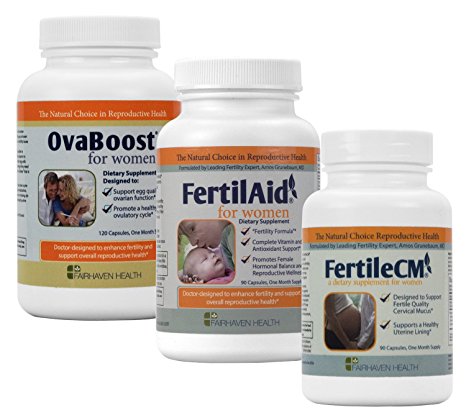 FertilAid for Women, OvaBoost, FertileCM Combo 1 Month Supply