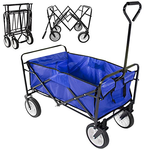 Topeakmart Folding Wagon Utility Garden Cart Beach Shopping Wagon (Blue)