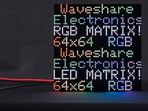 waveshare RGB Full Color LED Matrix Panel 64x64, 4096 RGB LEDs, 2mm Pitch, Adjustable Brightness, Display Text, Colorful Image, Animation,Compatible with Raspberry Pi/Raspberry Pi Pico / ESP32