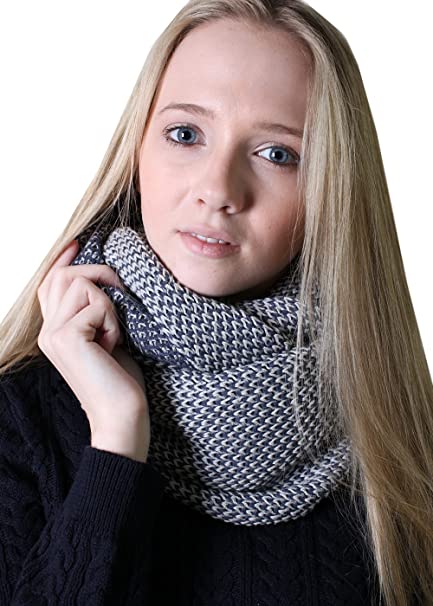 Women's 100% Organic Cotton Knit Infinity Scarf, Thick Soft Stretch Warm Unique Eco-Friendly Non-Toxic (5 COLORS)