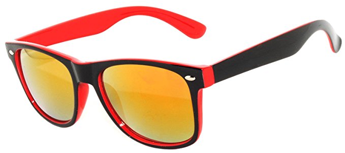 Retro Vintage Two -Tone Sunglasses Mirror Lens Yellow, Blue, Pink OWL