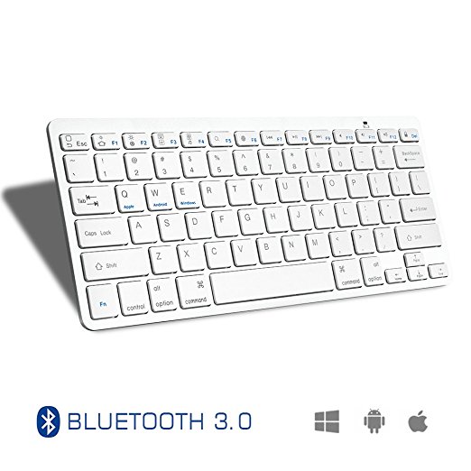 Wireless Bluetooth Keyboard, Accevo Universal Wireless Keyboard for iPad Air 2 / Air, iPad Pro, iPad mini 4 / 3 / 2 / 1, Galaxy Tabs and Other Mobile Devices(White)