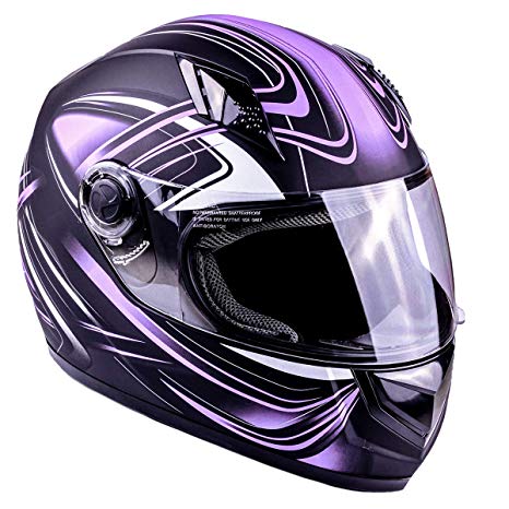 Typhoon Adult Full Face Motorcycle Helmet DOT (Matte Purple, Small)