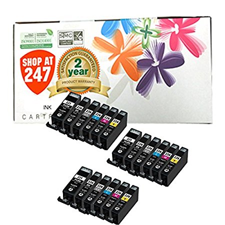 Shop At 247 ® Compatible Ink Cartridge Replacement for Canon PGI-225   CLI-226 (3 Large Black, 3 Small Black, 3 Cyan, 3 Yellow, 3 Magenta, 3 Gray, 18-Pack)