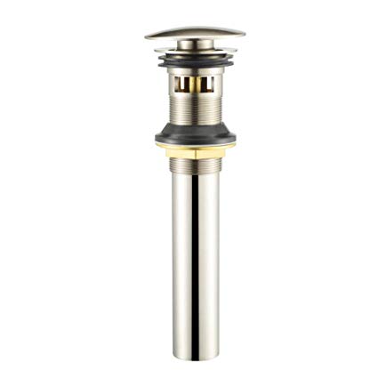 Pop up Drain Stopper for Bathroom Sink Faucet with Press and Seal Button, Brushed Nickel Finish with Overflow by Purelux