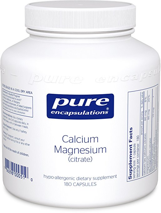 Pure Encapsulations - Calcium/Magnesium (Citrate) - Highly-Absorbable, Hypoallergenic Calcium Supplement with Magnesium - 180 Capsules