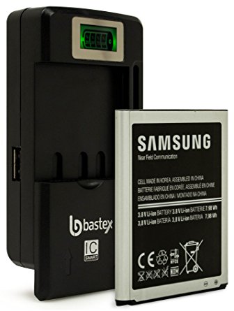Samsung Galaxy S3 OEM Original Standard Li-ion Battery 2100mAh for Galaxy S3 - Non-Retail Packaging - Black/Silver (Certified Refurbished) plus One (1) Bastex External Dock LCD Battery Charger