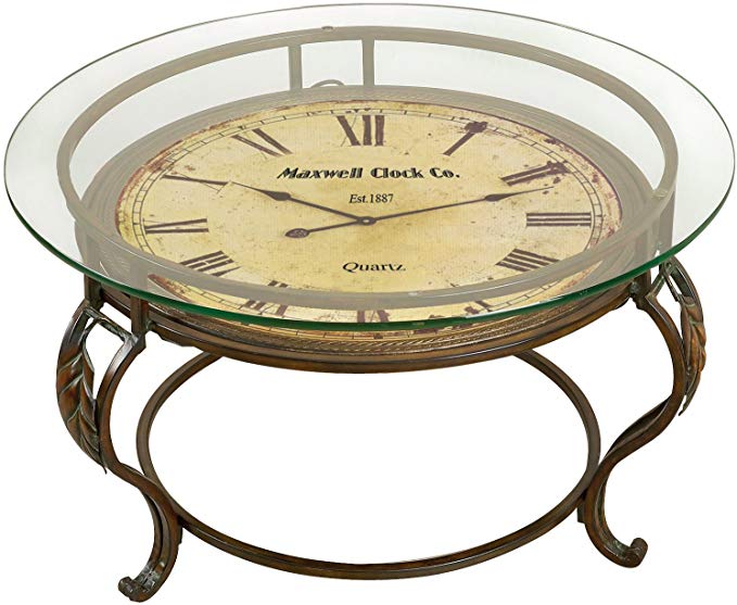 Aspire Cocktail Table with Clock, Reddish/Brown