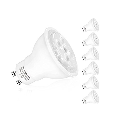 MR16 GU10 LED Bulbs, SHINE HAI 5W GU10 LED, 50W Halogen Bulbs Equivalent, 4000K Daylight White High CRI LED Energy Saving Bulbs, 350Lm, Non-Dimmable, LED Light Bulb, Recessed Lighting, 6-Pack