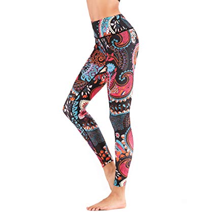 Women Printed Yoga Legging Power Flex High Waist Stretch Tummy Control Gym Yoga Pants Exercise Fitness Workout Capri