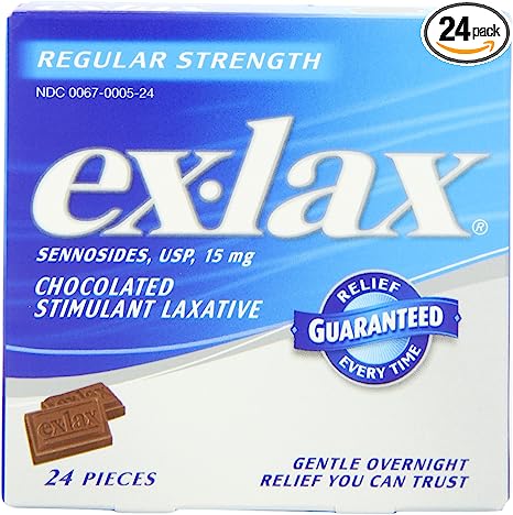 Ex-lax Regular Strength Chocolated Stimulant Laxative Constipation Relief Pills for Occasional Constipation, Chocolate Laxatives - 24 count