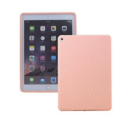 ScintiSpot iPad Air 2 (iPad 6) Back Case Cover, Silicone Rubber Protective Skin Soft Gel Bumper, Kids Friendly Drop-proof Shockproof (Pink)