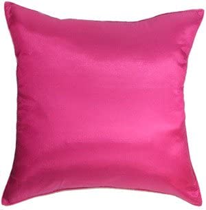 Artiwa 16"x16" Silk Sofa Bed Decorative Throw Pillow Cover : Solid Fuchsia