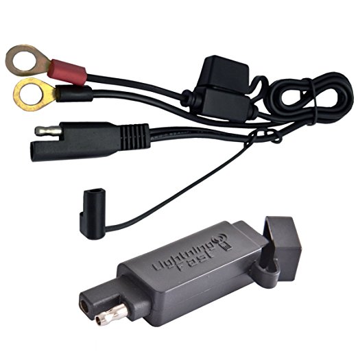 Ring Terminal Harness To SAE Cable & Lightningfast SAE To USB Adapter - For Motorcycles - Charge & Stay Connected