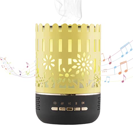 XDS Aromatherapy Diffuser with Bluetooth Speaker,Essential Oil Diffuser,7 Colors Changing Meditation Speaker,Yellow-1Pack