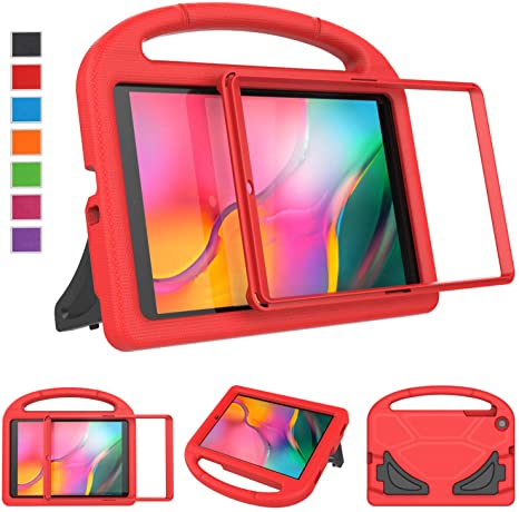 LTROP Kids Case for Samsung Galaxy Tab A 10.1 (2019) SM-T510/T515, Shockproof Light Weight Protective Convertible Handle Stand Kids Proof Case for Galaxy Tab A 10.1 Tablet 2019 SM-T510/T515 (Red)
