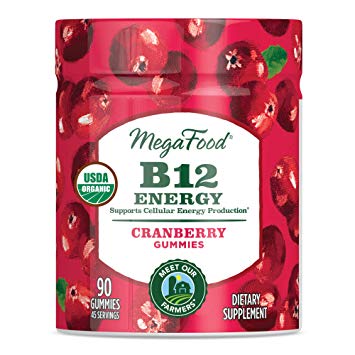 MegaFood - B12 Energy Gummies, Supports Energy Levels with Methylated Vitamin B12 and Organic Cranberry, Vegan, Gluten-Free, Non-GMO, Cranberry, 90 Gummies