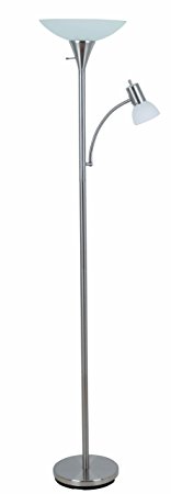 Catalina 17539-000 70.7-inch Torchiere Floor Lamp with Reading Light and Frosted Glass Shade