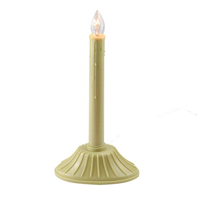 9.5" Single Yellow Ivory Candolier Christmas Indoor Candle Lamp - Clear C7 Light