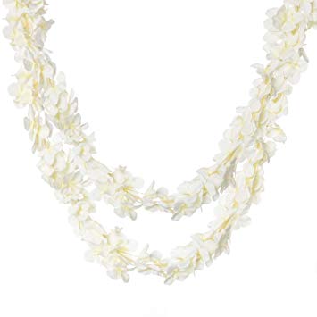 Royal Imports Wisteria Orchid Lei Flower Garland Vine Artificial Fake Silk 2 Pk. of 80” ea. for Weddings, Valentines, Wreaths, Faux Hanging Party Décor, White