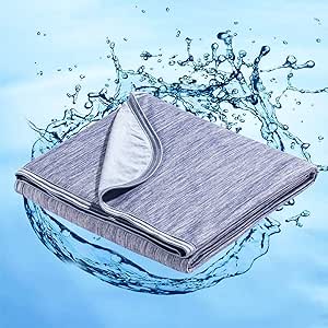 Marchpower Cool Blanket, Latest Cool-to-Touch Summer Blanket, Lightweight Breathable Cold Blanket for Hot Flasher Night Sweats, Arc-Chill Q-Max&gt;0.4 Cooling Fiber, 100% Cotton Backing Summer Cooling Blanket for Kids Sofa Nap (Blue,Throw,51" x 67")