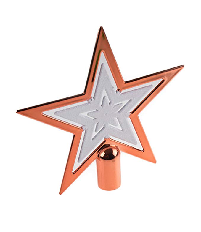 Copper Christmas Tree Topper Star by Clever Creations | Festive Christmas Decor | Sparkling White and Copper Shatter Resistant Plastic | 6.5" x 6.5" Perfect for Any Size Christmas Tree