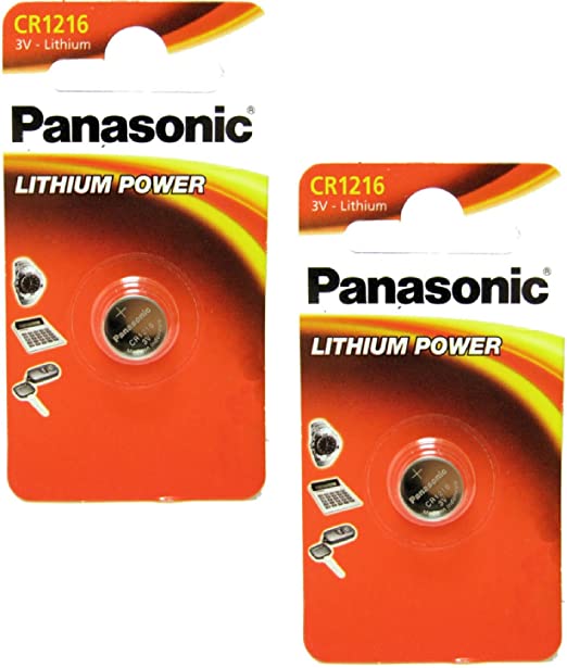 Two (2) X Panasonic CR1216 Lithium Coin Cell Battery 3v Blister Packed