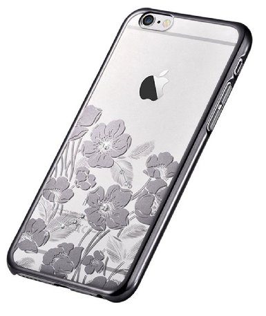 Devia® Crystal Rococo Series Unique & Fashion Gradient Design Decorated with Original Swarovski Element Hard Transparent Case for iPhone 6 Plus 5.5 inch & iPhone 6s Plus(Black)