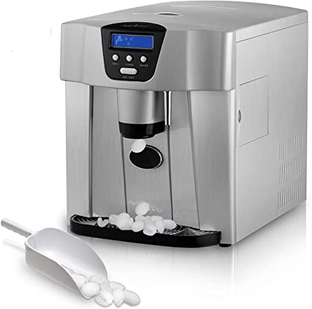 Countertop Ice Maker Water Dispenser - 1.8 Liter Kitchen Ice Machine, 2 Type of Ice Easy-Touch Buttons, Get Ice in 9 Minutes, Produces 33 lbs Ice in 24 Hours, Water Cooler - NutriChef PICEM75.6