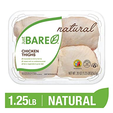 Just BARE Natural Fresh Chicken Thighs | Antibiotic Free | Bone-In | 1.25 LB