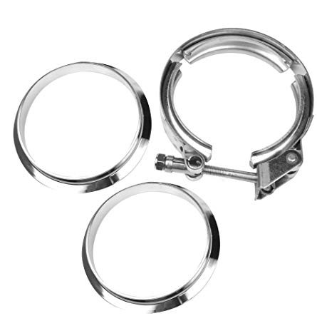 ESPEEDER 0503 3" inch Universal Stainless Steel V-Band Turbo Downpipe Quick Release Clamp Male Female Flange Kit