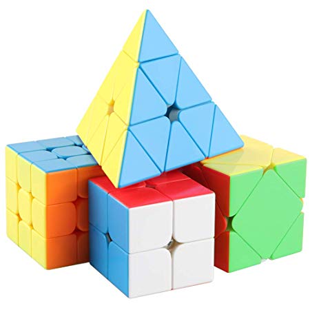 D-FantiX Speed Cube Set 2x2 3x3 Mofang Jiaoshi MF2S MF3RS2 Skewb Pyramid Stickerless Speed Cube Bundle Pack Collection