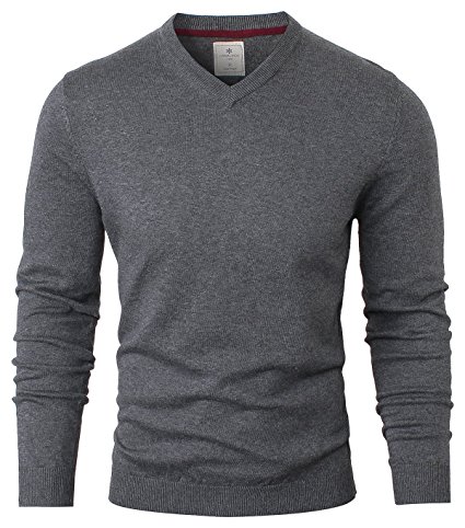 CANALSIDE Solid V Neck Sweater For Men Wool Cotton Knit Japan Quality