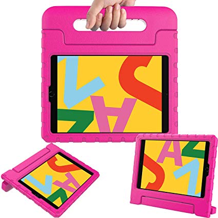 AVAWO iPad 10.2 Kids Case, ipad 7th Generation case, Light Weight Shock Proof Convertible Handle Stand Kids Friendly Case for iPad 10.2 inch 2019 Release and Air 3 - Rose