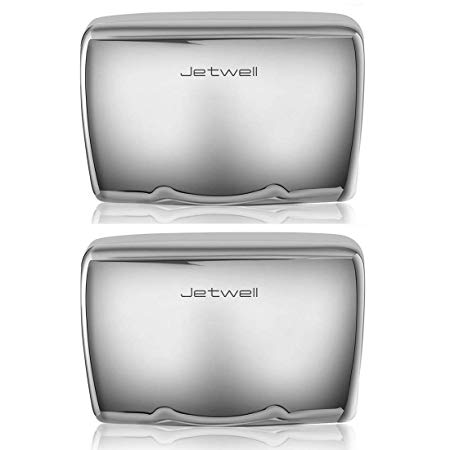 JETWELL (2 Pack High Speed Commercial Automatic Hand Dryer - Heavy Duty Stainless Steel - Warm Wind Hand Blower (Polished Stainless Steel)