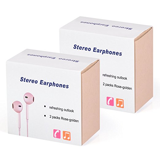 Woitech 4PACK Headphones Premium Quality Earphones Earbuds with Mic & Remote Control Fully Compatible with iPhone6, 6s, 6 Plus, 6s Plus, iPhone 5s 5c 5, SE,iPad /iPod (Rose Golden)